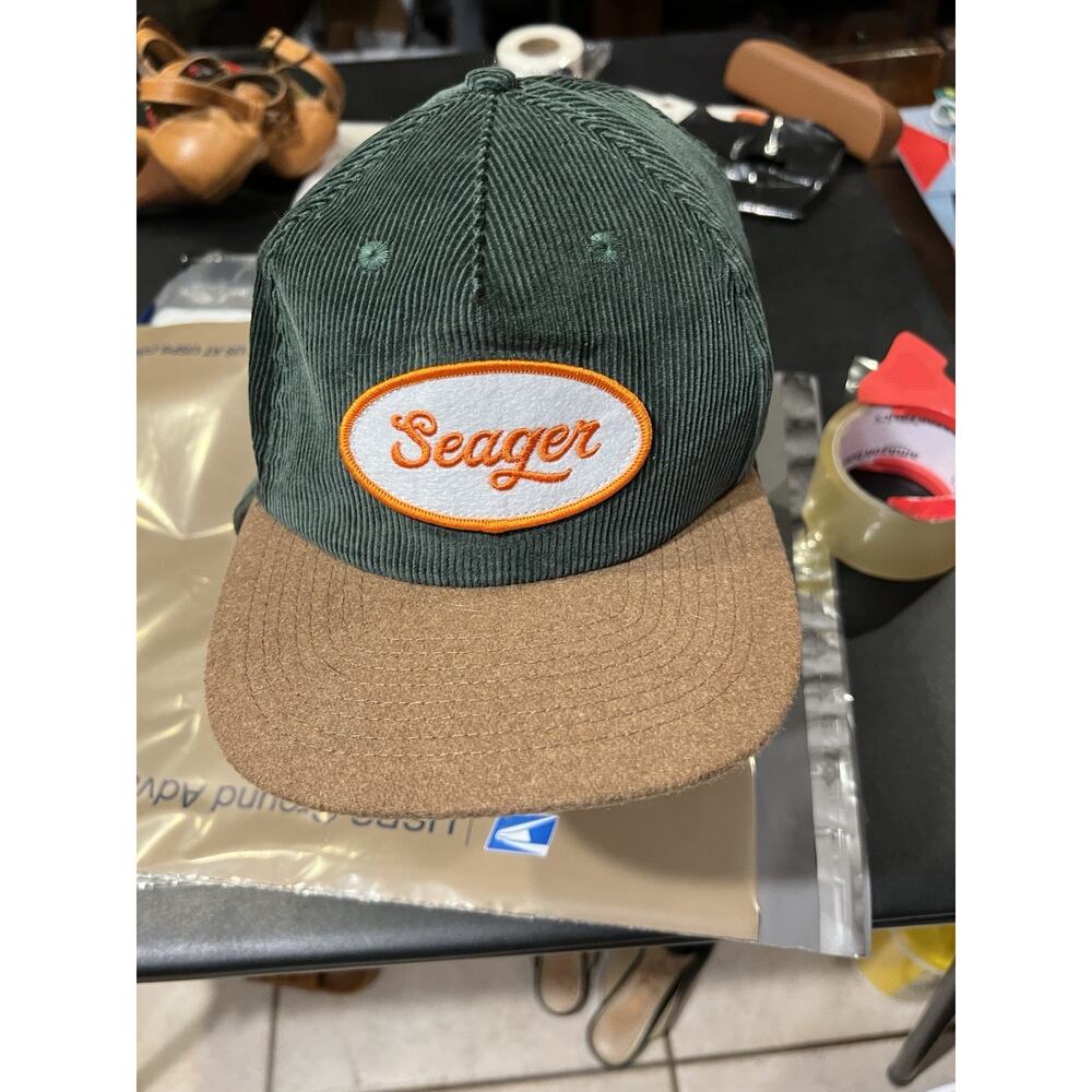 Seager Grit Co Russ Corduroy Flapjack Hat Green And Brown